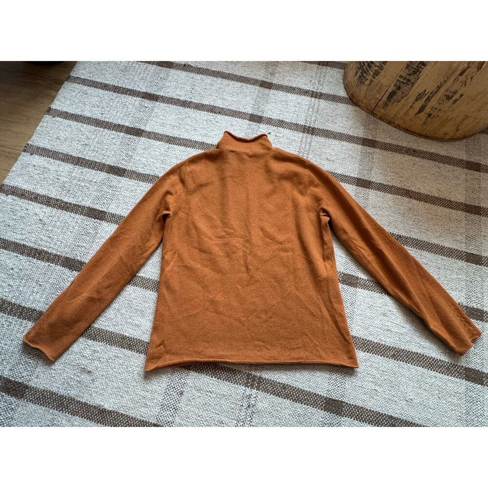 Saks Fifth Avenue 100% Cashmere Sweater Medium Burnt Orange Knit High Mock Neck - Picture 7 of 7